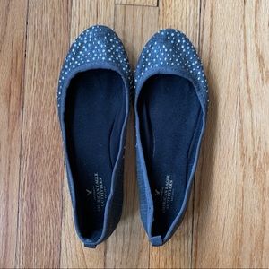 American Eagle flats, denim with metallic studs